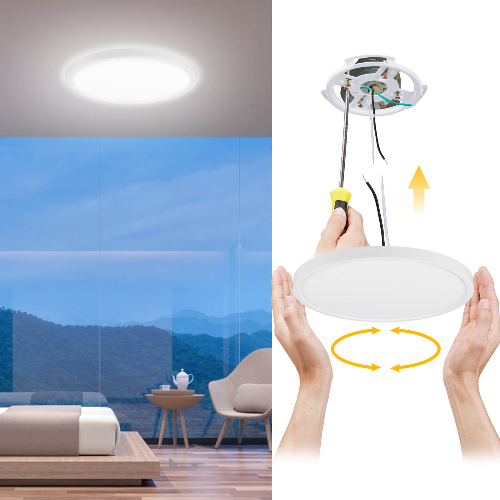 12 pulgadas 2,4G control remoto inteligente + Panel de montaje empotrado LED Bluetooth 24W 3000LM ETL Energy Star listado luz de techo interior