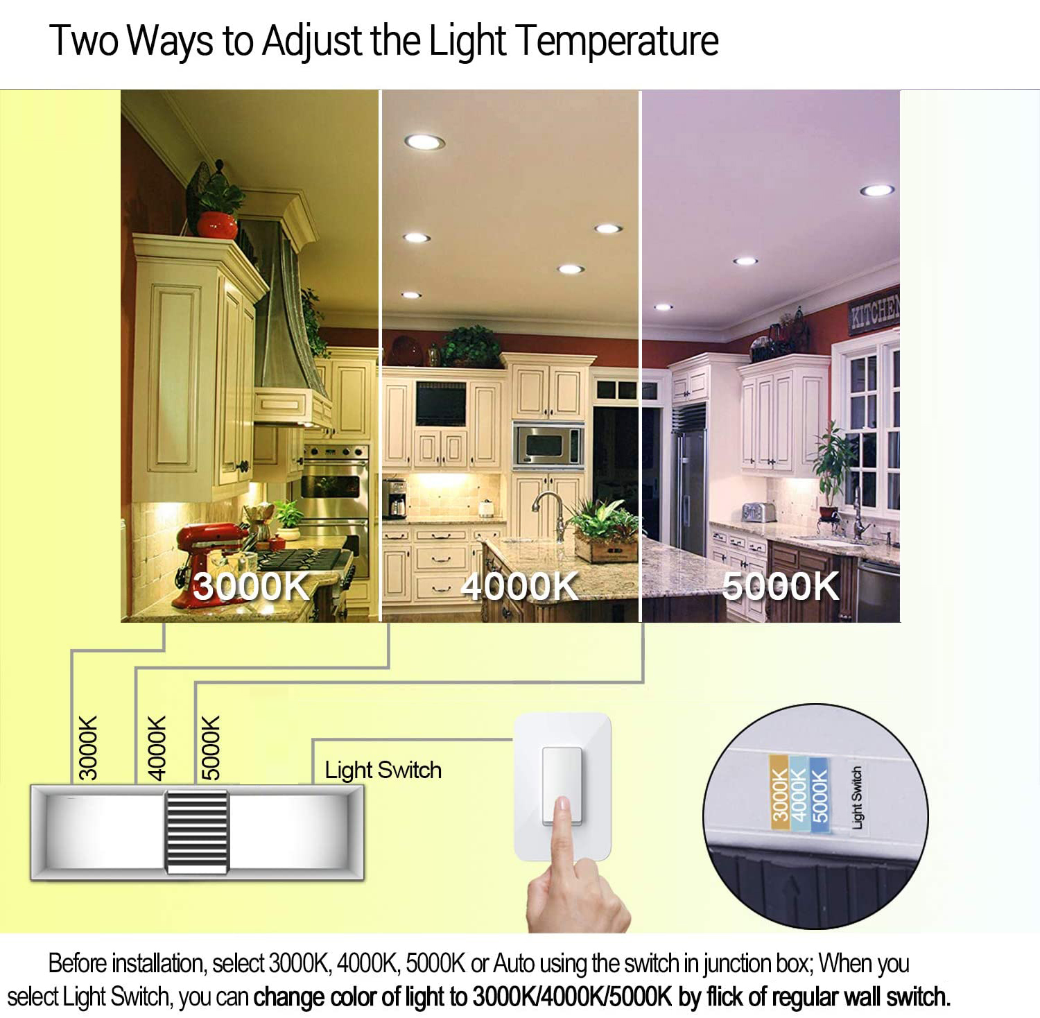 3in 4in 6in 3CCT interruptor de pared Potlight empotrado panel delgado IP54 LED Downlight