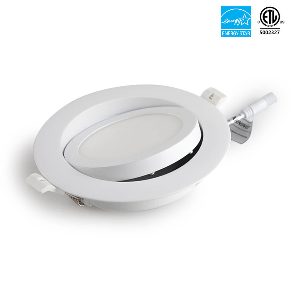 Luz empotrada LED de cardán regulable de 4 '', 9W, redonda, de un solo Color, 3000K/4000K/5000K/6000k, 3CCT, con caja de conexiones, 120V, certificación ETL, clasificación IC 