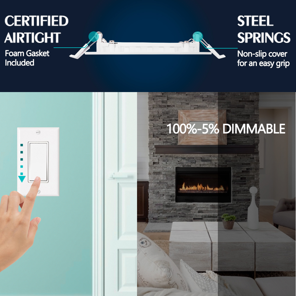 Luz empotrada delgada, antideslumbrante, de un solo color, 3CCT, 5CCT, 4 pulgadas, 9W, verde juvenil, sin parpadeo, con certificados ETL Energy Star