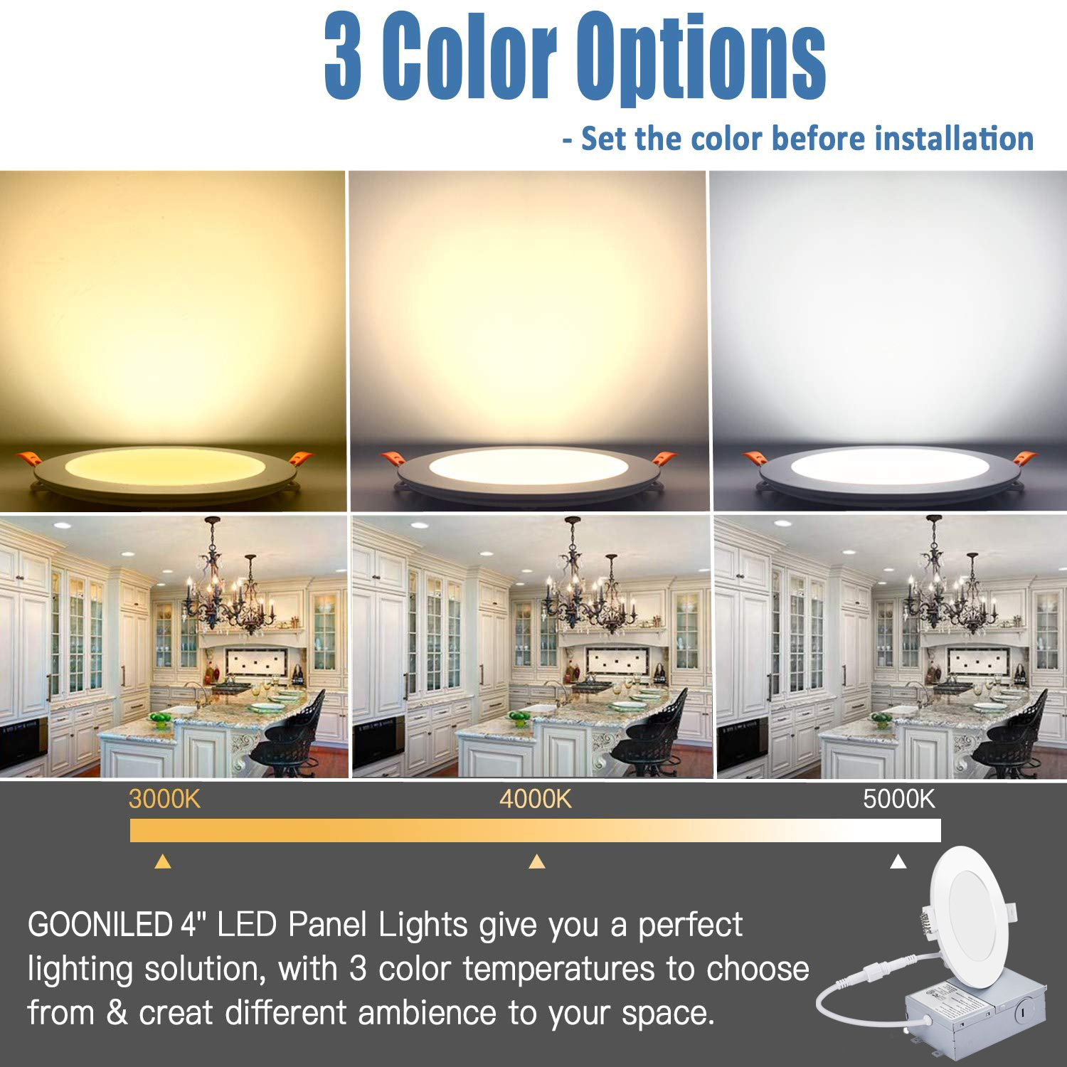 3in 4in 6in 3CCT ETL Energy Star listado LED Downlights empotrados delgados con caja de conexiones Panel de luz delgado empotrado en techo con clasificación IC regulable para ubicación HÚMEDA