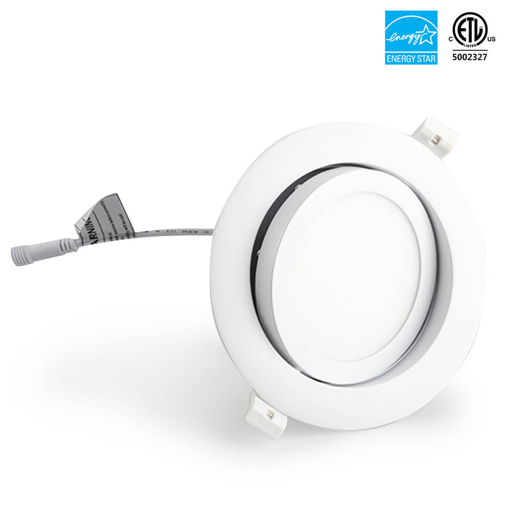 Luz empotrada LED de cardán regulable de 4 '', 9W, redonda, de un solo Color, 3000K/4000K/5000K/6000k, 3CCT, con caja de conexiones, 120V, certificación ETL, clasificación IC 