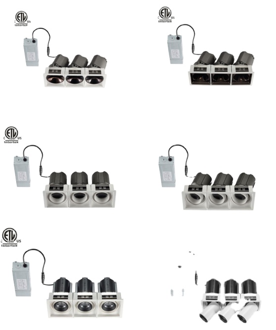 Tripltes LED cabeza empotrable Downlight moderno foco de techo interior malla de nido de abeja AC120-277V antideslumbrante para sala de estar