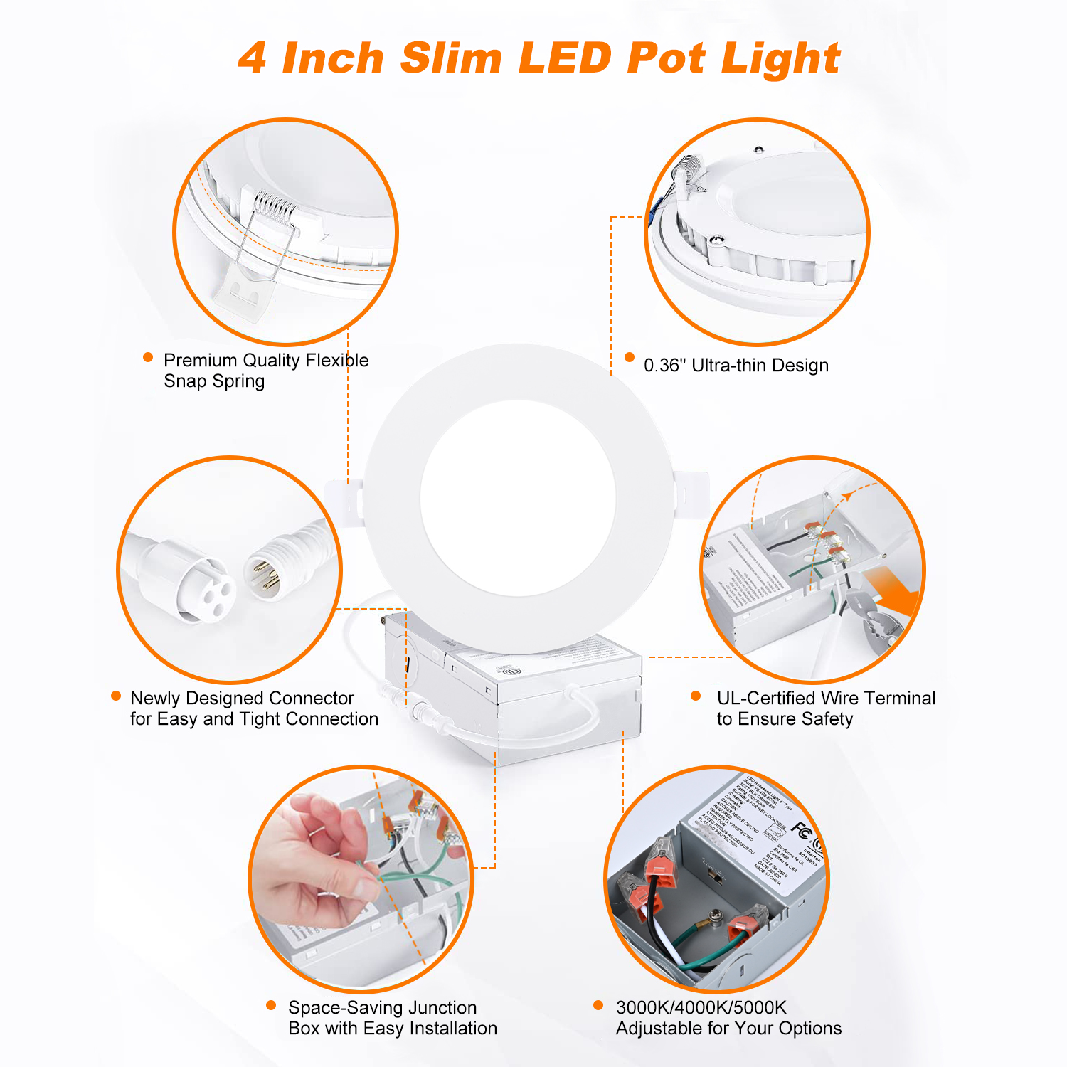 3in 4in 6in 5CCT IC nominal LED empotrado techo Slim Downlights regulable empotrable Panel de luz delgado para ubicación húmeda