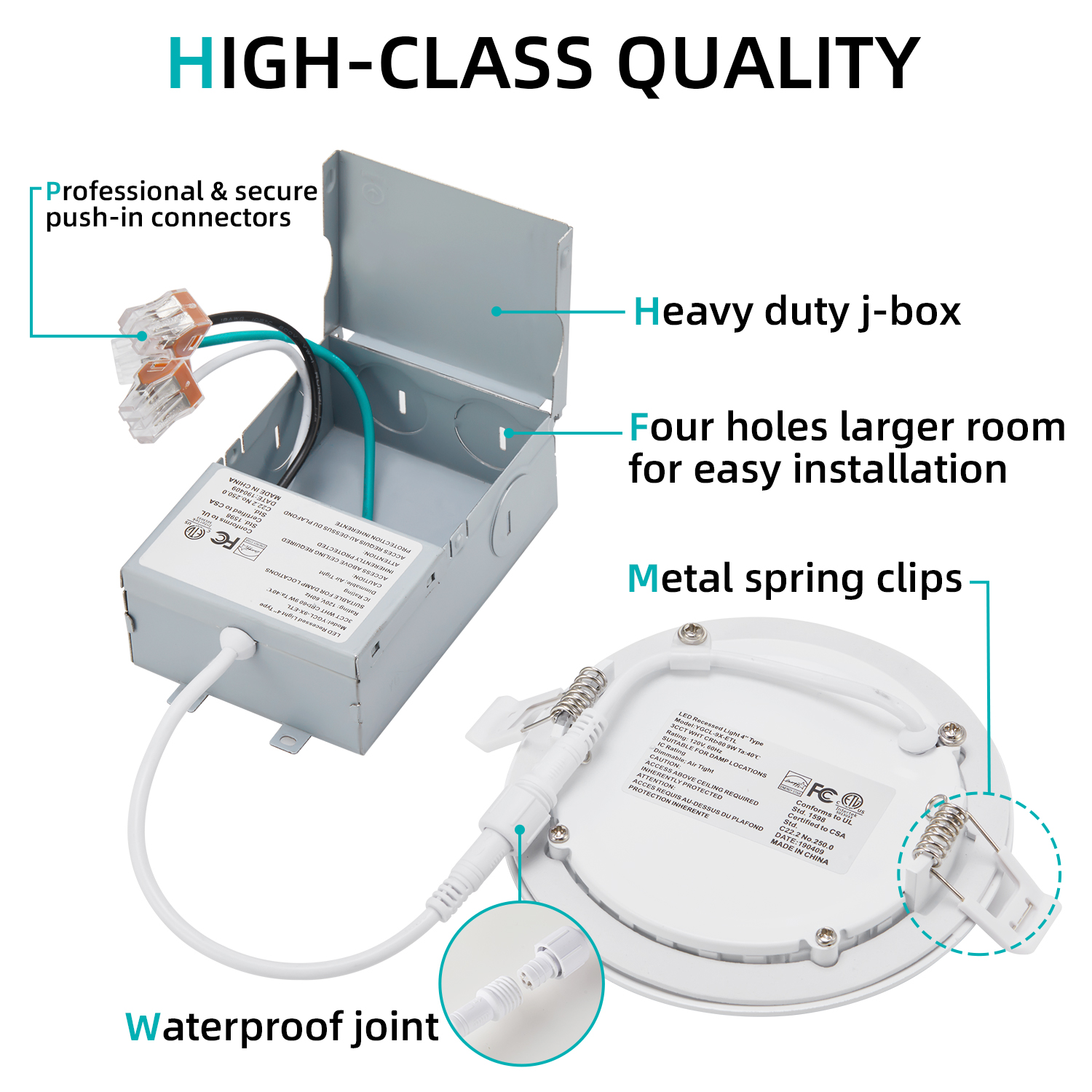 3in 4in 6in 3CCT ETL Energy Star listado LED Downlights empotrados delgados con caja de conexiones Panel de luz delgado empotrado en techo con clasificación IC regulable para ubicación HÚMEDA